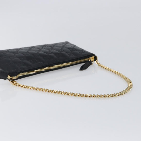GUCCI GG Canvas Guccissima Pouch Leather Black Gold 428449 Auth yk20927M