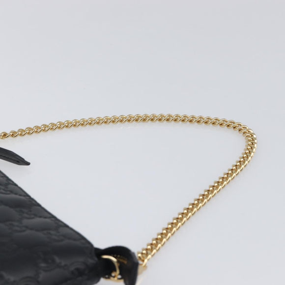 GUCCI GG Canvas Guccissima Pouch Leather Black Gold 428449 Auth yk20927M