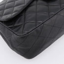 CHANEL Matelasse 30 Chain Shoulder Bag Lamb Skin Black Silver CC Auth yk20928V-14