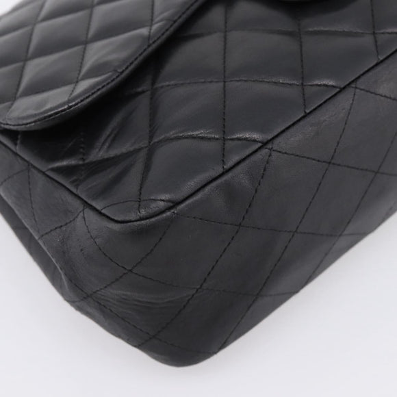 CHANEL Matelasse 30 Chain Shoulder Bag Lamb Skin Black Silver CC Auth yk20928V