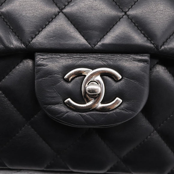 CHANEL Matelasse 30 Chain Shoulder Bag Lamb Skin Black Silver CC Auth yk20928V