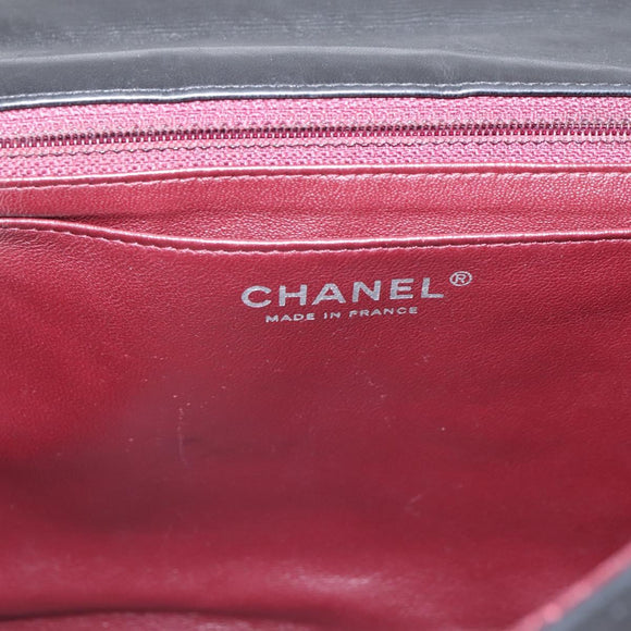 CHANEL Matelasse 30 Chain Shoulder Bag Lamb Skin Black Silver CC Auth yk20928V
