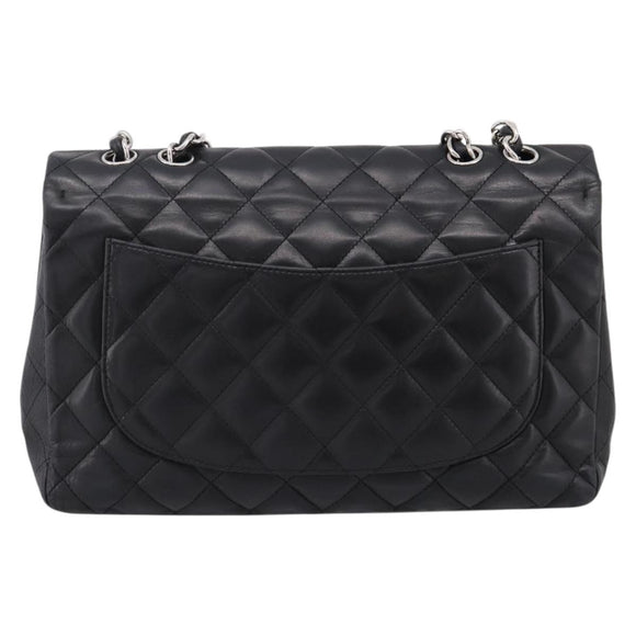 CHANEL Matelasse 30 Chain Shoulder Bag Lamb Skin Black Silver CC Auth yk20928V