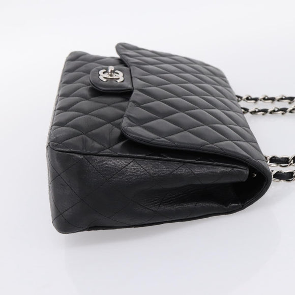 CHANEL Matelasse 30 Chain Shoulder Bag Lamb Skin Black Silver CC Auth yk20928V