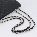 CHANEL Matelasse 30 Chain Shoulder Bag Lamb Skin Black Silver CC Auth yk20928V-7