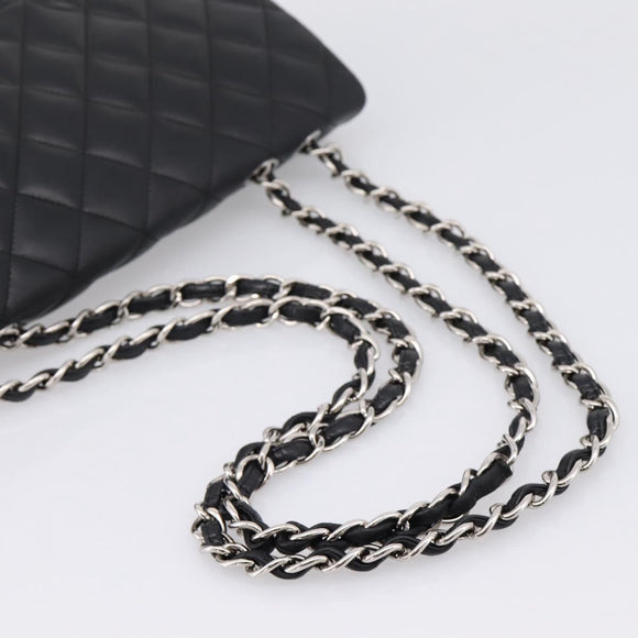 CHANEL Matelasse 30 Chain Shoulder Bag Lamb Skin Black Silver CC Auth yk20928V