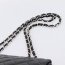 CHANEL Matelasse 30 Chain Shoulder Bag Lamb Skin Black Silver CC Auth yk20928V-8