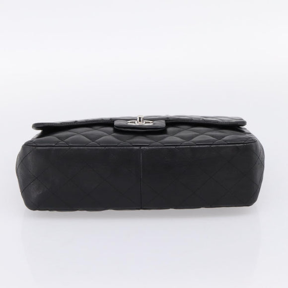 CHANEL Matelasse 30 Chain Shoulder Bag Lamb Skin Black Silver CC Auth yk20928V