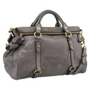 Miu Miu Hand Bag Leather 2way Gray Gold Auth yk20941M-1