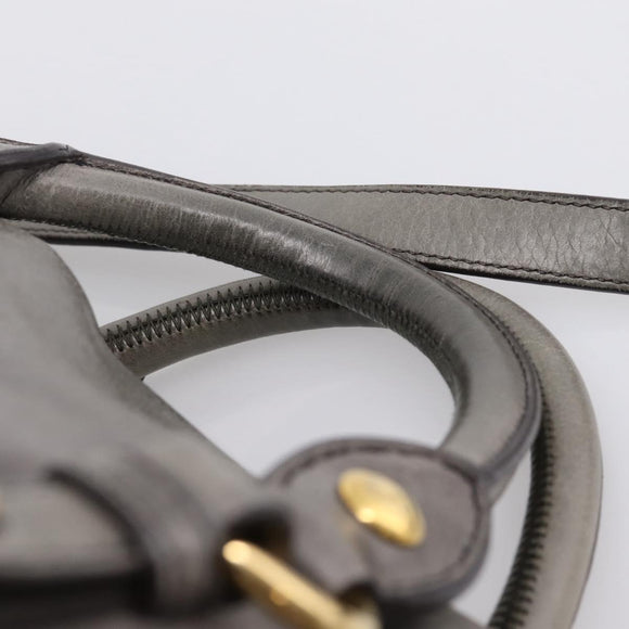 Miu Miu Hand Bag Leather 2way Gray Gold Auth yk20941M