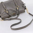 Miu Miu Hand Bag Leather 2way Gray Gold Auth yk20941M-10