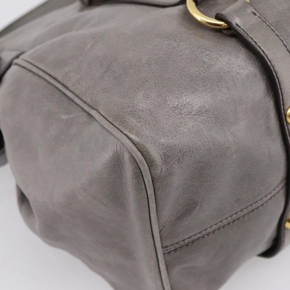 Miu Miu Hand Bag Leather 2way Gray Gold Auth yk20941M