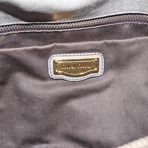 Miu Miu Hand Bag Leather 2way Gray Gold Auth yk20941M