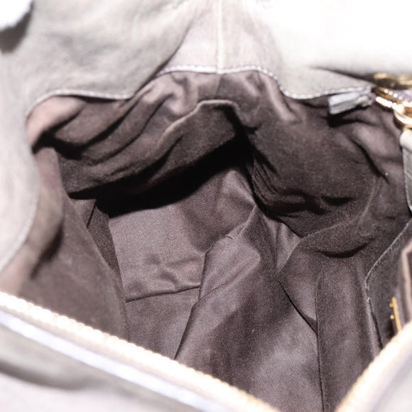 Miu Miu Hand Bag Leather 2way Gray Gold Auth yk20941M