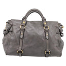 Miu Miu Hand Bag Leather 2way Gray Gold Auth yk20941M-2