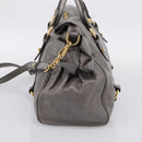 Miu Miu Hand Bag Leather 2way Gray Gold Auth yk20941M-4