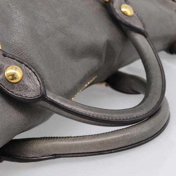 Miu Miu Hand Bag Leather 2way Gray Gold Auth yk20941M
