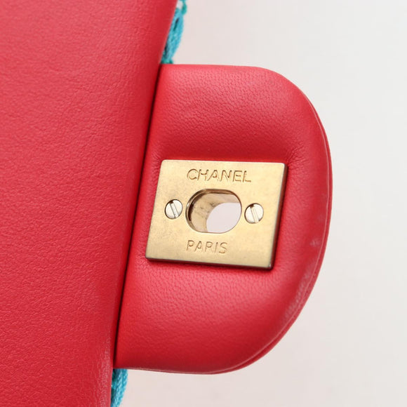 CHANEL Matelasse 25 Chain Hand Bag Tweed Pink Light Blue CC Auth yk20942SM
