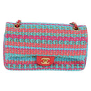 CHANEL Matelasse 25 Chain Hand Bag Tweed Pink Light Blue CC Auth yk20942SM-13