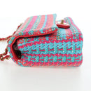 CHANEL Matelasse 25 Chain Hand Bag Tweed Pink Light Blue CC Auth yk20942SM-3