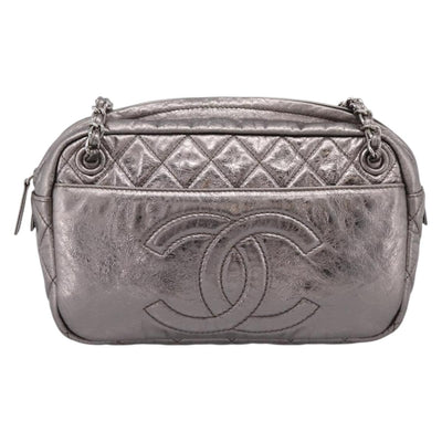 CHANEL Matelasse COCO Mark Chain Shoulder Bag Leather Silver CC Auth yk20943V - 0