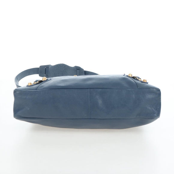 BALENCIAGA The Giant Town Hand Bag Leather 2way Blue Gold 285434 Auth yk20947M