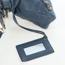 BALENCIAGA The Giant Town Hand Bag Leather 2way Blue Gold 285434 Auth yk20947M-18
