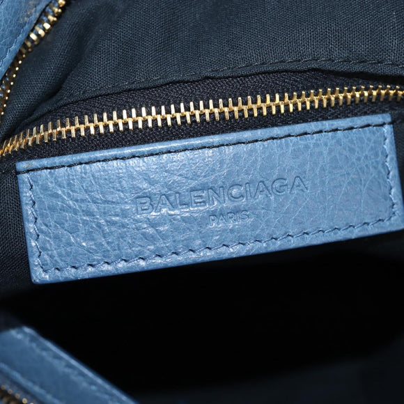 BALENCIAGA The Giant Town Hand Bag Leather 2way Blue Gold 285434 Auth yk20947M