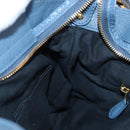 BALENCIAGA The Giant Town Hand Bag Leather 2way Blue Gold 285434 Auth yk20947M-24