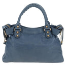 BALENCIAGA The Giant Town Hand Bag Leather 2way Blue Gold 285434 Auth yk20947M-3