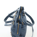 BALENCIAGA The Giant Town Hand Bag Leather 2way Blue Gold 285434 Auth yk20947M-6