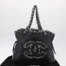 CHANEL COCO Mark Chain Tote Bag Leather Black Silver CC Auth yk20951SAV-12