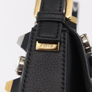 FENDI Mamma Baguette Studs Rhinestones Leather Black Gold 8BR600 Auth yk20953SM-16