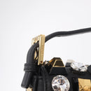 FENDI Mamma Baguette Studs Rhinestones Leather Black Gold 8BR600 Auth yk20953SM-17