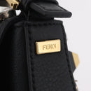 FENDI Mamma Baguette Studs Rhinestones Leather Black Gold 8BR600 Auth yk20953SM-18