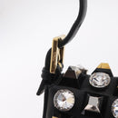 FENDI Mamma Baguette Studs Rhinestones Leather Black Gold 8BR600 Auth yk20953SM-19