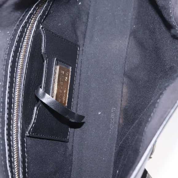 FENDI Mamma Baguette Studs Rhinestones Leather Black Gold 8BR600 Auth yk20953SM