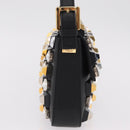 FENDI Mamma Baguette Studs Rhinestones Leather Black Gold 8BR600 Auth yk20953SM-5