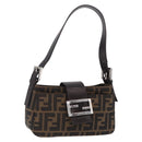 FENDI Zucca Canvas Shoulder Bag Brown Silver Auth yk20957SAV-1