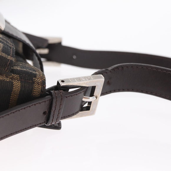 FENDI Zucca Canvas Shoulder Bag Brown Silver Auth yk20957SAV