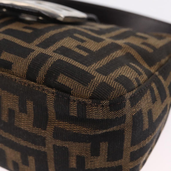 FENDI Zucca Canvas Shoulder Bag Brown Silver Auth yk20957SAV