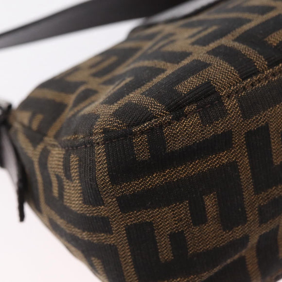 FENDI Zucca Canvas Shoulder Bag Brown Silver Auth yk20957SAV