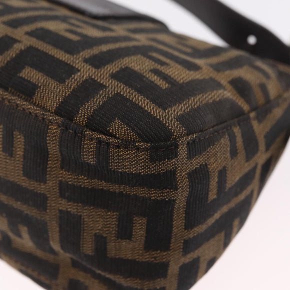 FENDI Zucca Canvas Shoulder Bag Brown Silver Auth yk20957SAV