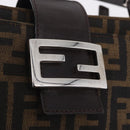 FENDI Zucca Canvas Shoulder Bag Brown Silver Auth yk20957SAV-18