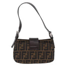 FENDI Zucca Canvas Shoulder Bag Brown Silver Auth yk20957SAV-3