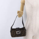 FENDI Zucca Canvas Shoulder Bag Brown Silver Auth yk20957SAV-30