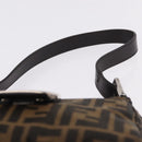 FENDI Zucca Canvas Shoulder Bag Brown Silver Auth yk20957SAV-8