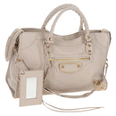 BALENCIAGA Metallic Edge City Hand Bag Leather 2way Beige 390154 Auth yk20959SAM-1