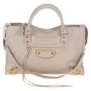 BALENCIAGA Metallic Edge City Hand Bag Leather 2way Beige 390154 Auth yk20959SAM-13