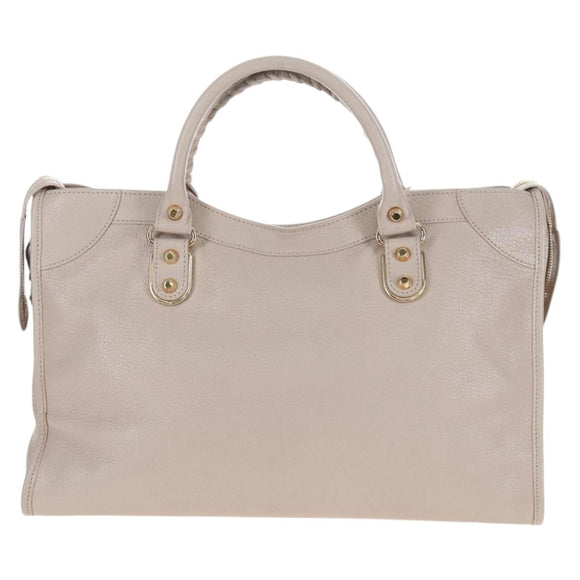 BALENCIAGA Metallic Edge City Hand Bag Leather 2way Beige 390154 Auth yk20959SAM